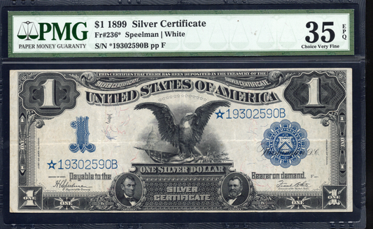 Fr 236* 1899 $1 Silver Certificate STAR PMG 35 EPQ