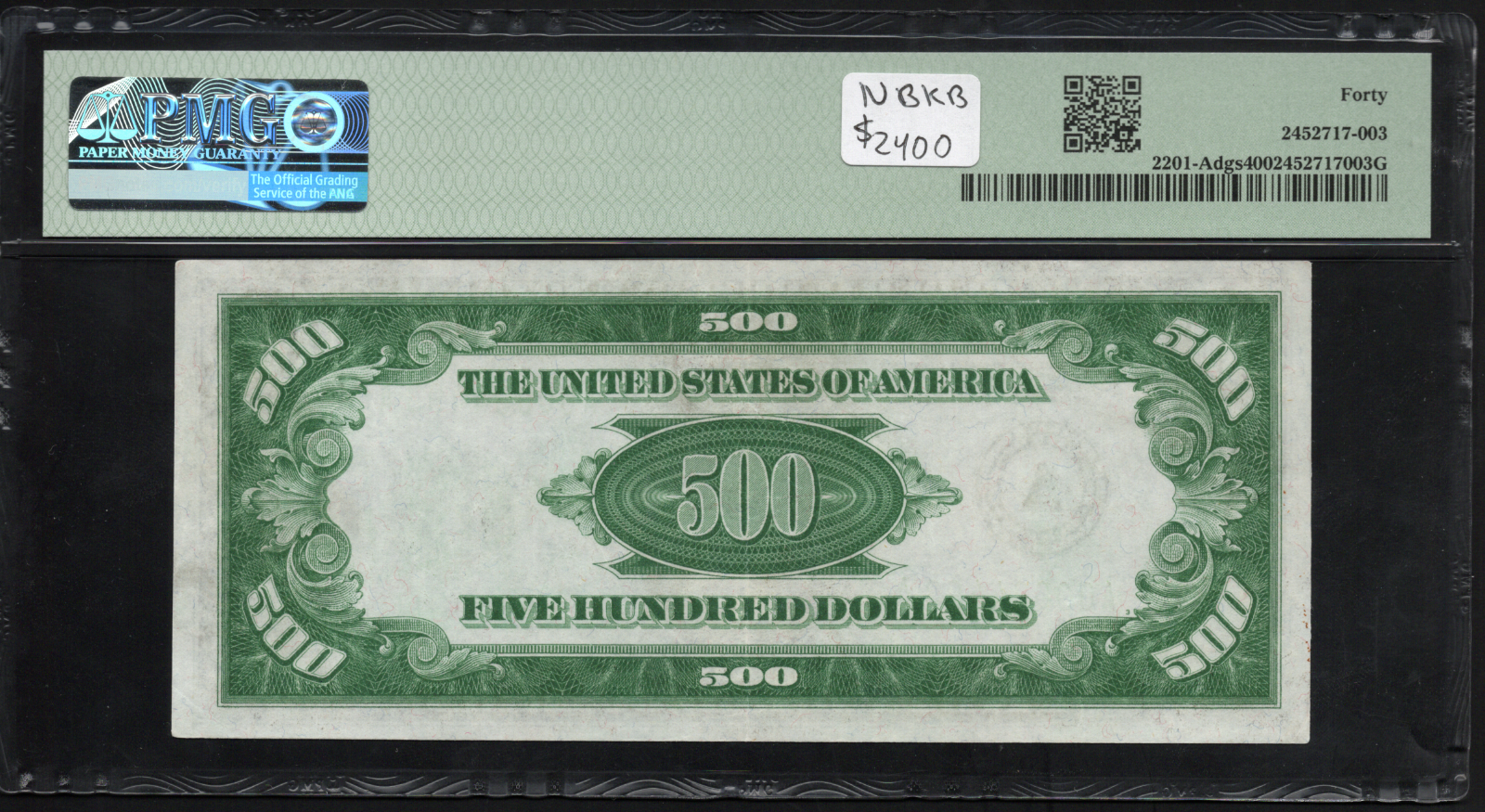 Fr 2201-Adgs 1934 $500 Federal Reserve Note Boston