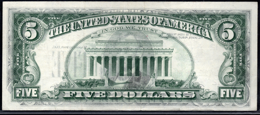 1969B $5 Federal Reserve Note INK TRANSFER ERROR