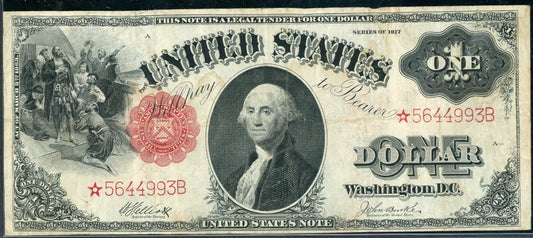 1917 $1 Legal Tender STAR, SCARCE