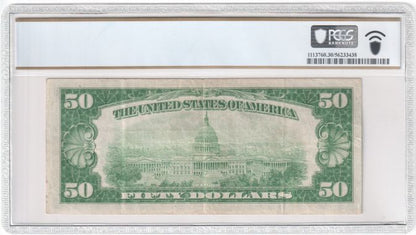 FR 2100-D 1928 $50 Federal Reserve Note, Green Seal, Cleveland, D-A Block
