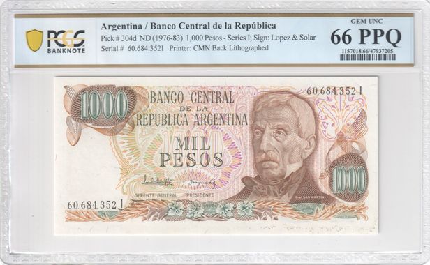 Argentina P# 304d ND (1976-83) Banco Central de la República 1,000 Pesos