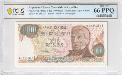 Argentina P# 304d ND (1976-83) Banco Central de la República 1,000 Pesos