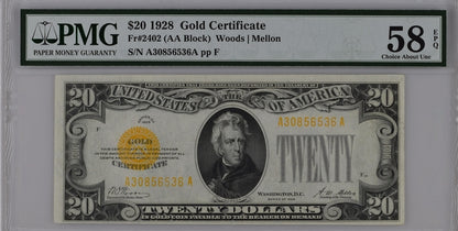FR 2402 1928 $20 Gold Certificate