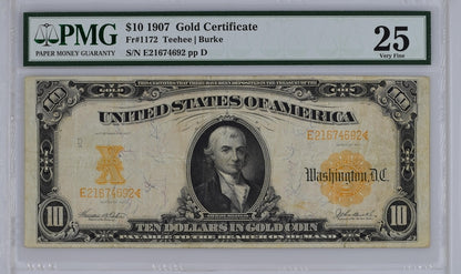 FR 1172 1907 $10 Gold Certificate
