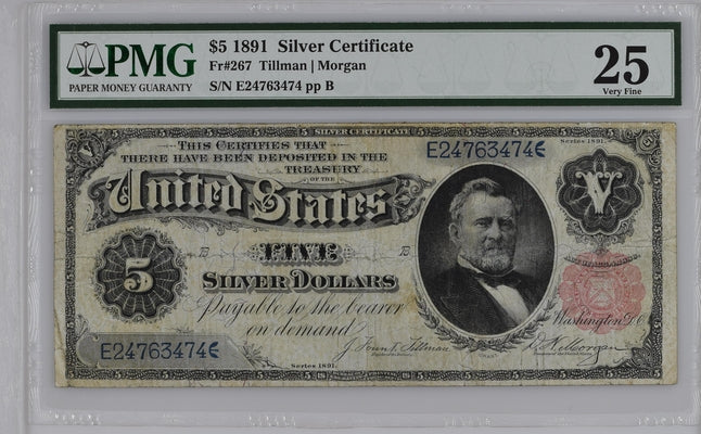 FR 267 1891 $5 Silver Certificate