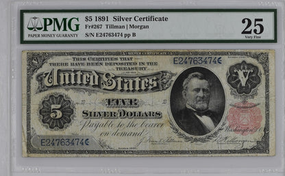 FR 267 1891 $5 Silver Certificate