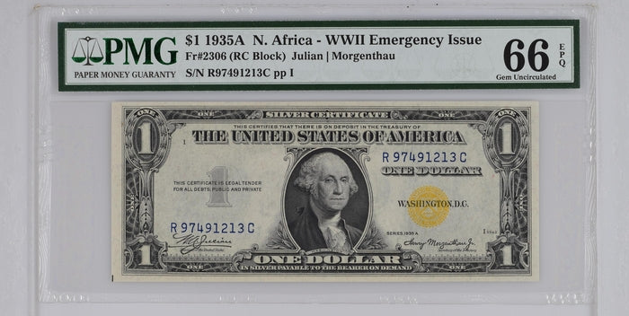 FR 2306 1935A $1 N. Africa - WWII Emergency Issue