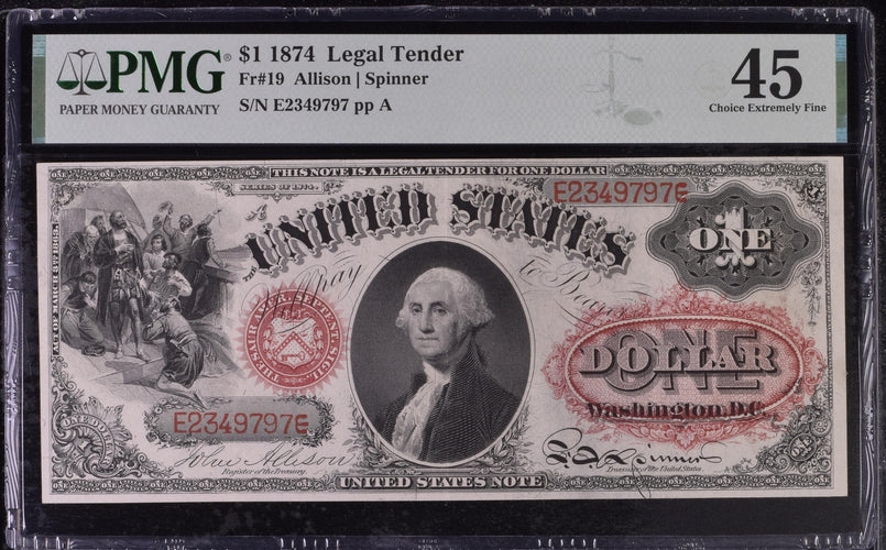 FR 19 1874 $1 Legal Tender