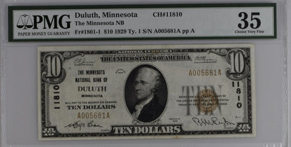 FR 1801-1 1929 $10 The Minnesota NB Duluth Minnesota CH# 11810
