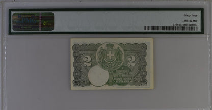 Greece P# 310 1917 ND (1918) Kingdom of Greece Ministry of Finance 2 Drachmai PMG 64 Choice UNC