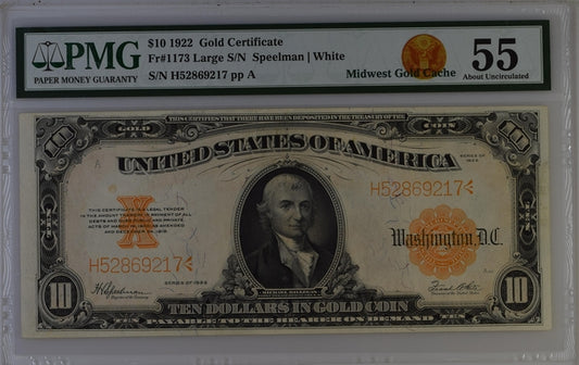 FR 1173 1922 $10 Gold Certificate