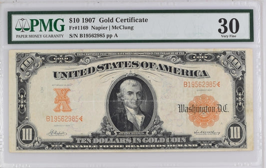 FR 1169 1907 $10 Gold Certificate