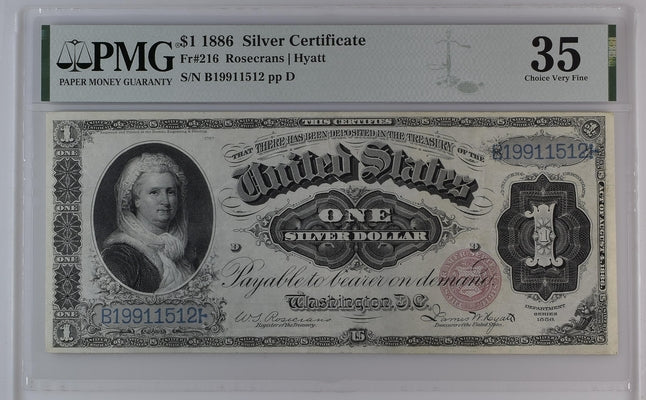 FR 216 1886 $1 Silver Certificate