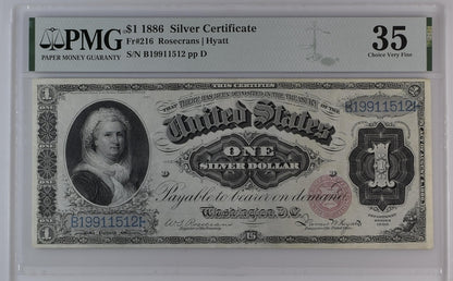 FR 216 1886 $1 Silver Certificate