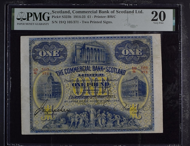 Scotland P# S323b 1914 Scotland Commercial Bank of Scotland Ltd 1 Pound