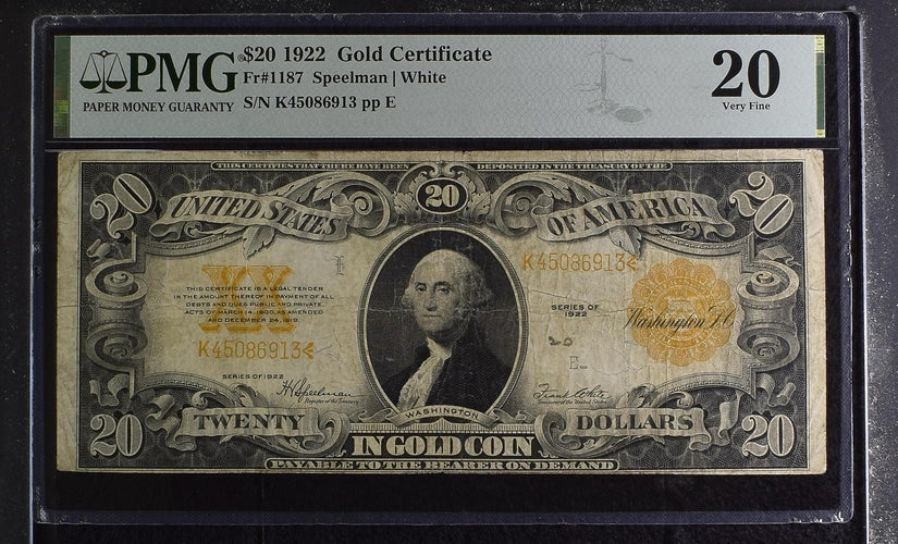 FR 1187 1922 $20 Gold Certificate