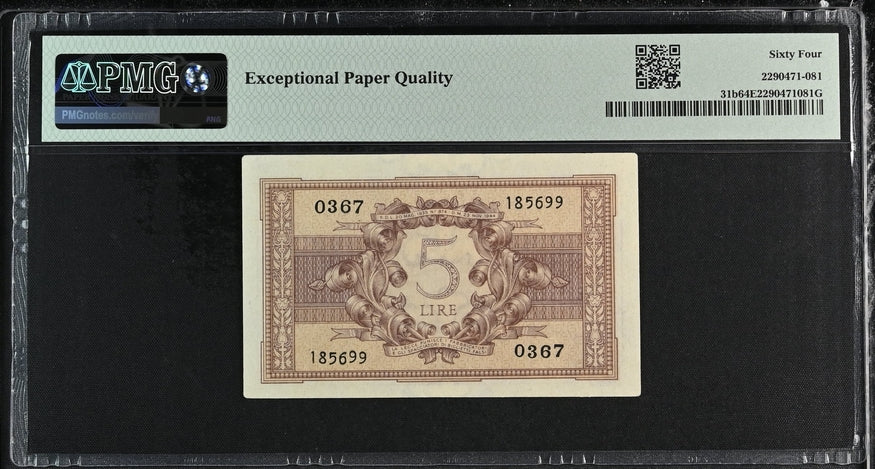 Italy P# 31b 1944 Italy Biglietto di Stato 5 Lire