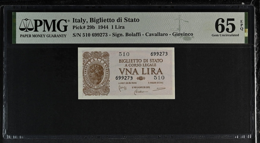 Italy P# 29b 1944 Italy Biglietto di Stato 1 Lira