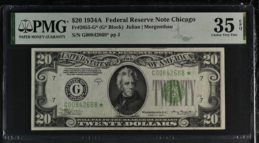 FR 2055-G* 1934A $20 Federal Reserve Note Chicago STAR