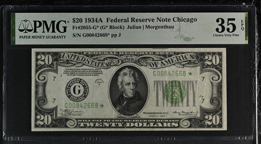FR 2055-G* 1934A $20 Federal Reserve Note Chicago STAR