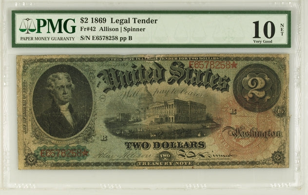 FR 42 1869 $2 Legal Tender