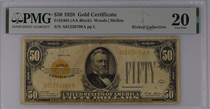 FR 2404 1928 $50 Gold Certificate