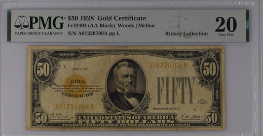 FR 2404 1928 $50 Gold Certificate