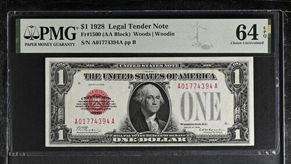FR 1500 1928 $1 Legal Tender Note