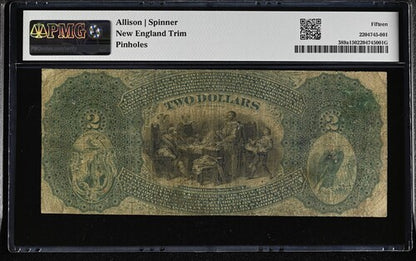 FR 389a $2 The Northampton NB Northampton Massachusetts Original National Bank Notes