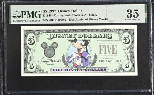 FR DIS48 1997 $5 Disney Dollar Disney Dollars