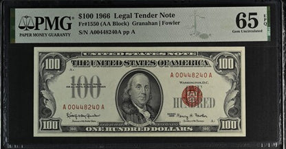FR 1550 1966 $100 Legal Tender Note