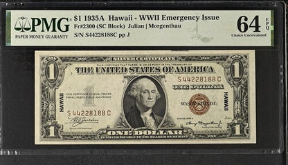 FR 2300 1935A $1 Hawaii - WWII Emergency Issue