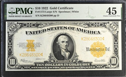 FR 1173 1922 $10 Gold Certificate