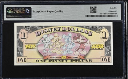 FR DIS146 $1 Disney Dollar 2008 Disney Dollars