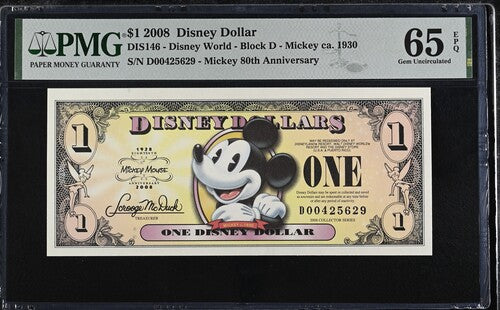 FR DIS146 $1 Disney Dollar 2008 Disney Dollars