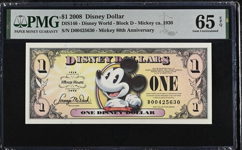 FR DIS146 $1 Disney Dollar 2008 Disney Dollars