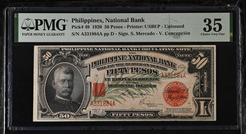 FR PHI49 1920 Philippines National Bank 50 Pesos - Printer: USBEP - Unissued