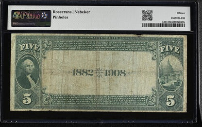 FR 533 1882 $5 The NB of the Republic Chicago Illinois Date Back CH# 4605