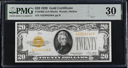 FR 2402 1928 $20 Gold Certificate