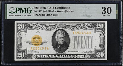 FR 2402 1928 $20 Gold Certificate