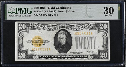 FR 2402 1928 $20 Gold Certificate