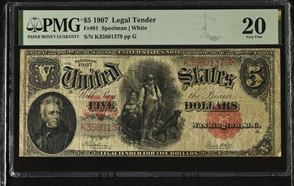 FR 91 1907 $5 Legal Tender