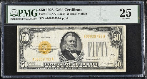 FR 2404 1928 $50 Gold Certificate