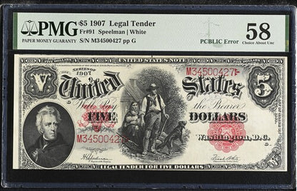 FR 91 1907 $5 Legal Tender