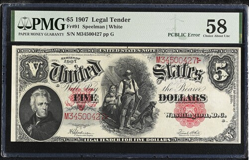 FR 91 1907 $5 Legal Tender
