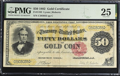 FR 1193 1882 $50 Gold Certificate