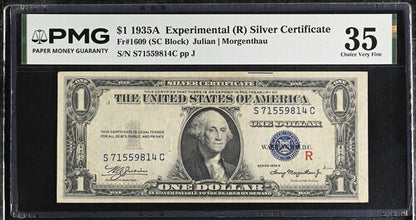 FR 1609 1935A $1 Experimental (R) Silver Certificate