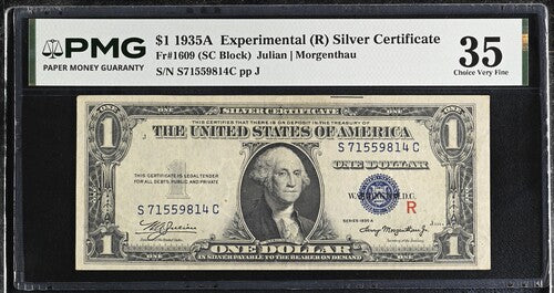 FR 1609 1935A $1 Experimental (R) Silver Certificate