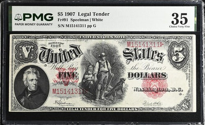 FR 91 1907 $5 Legal Tender